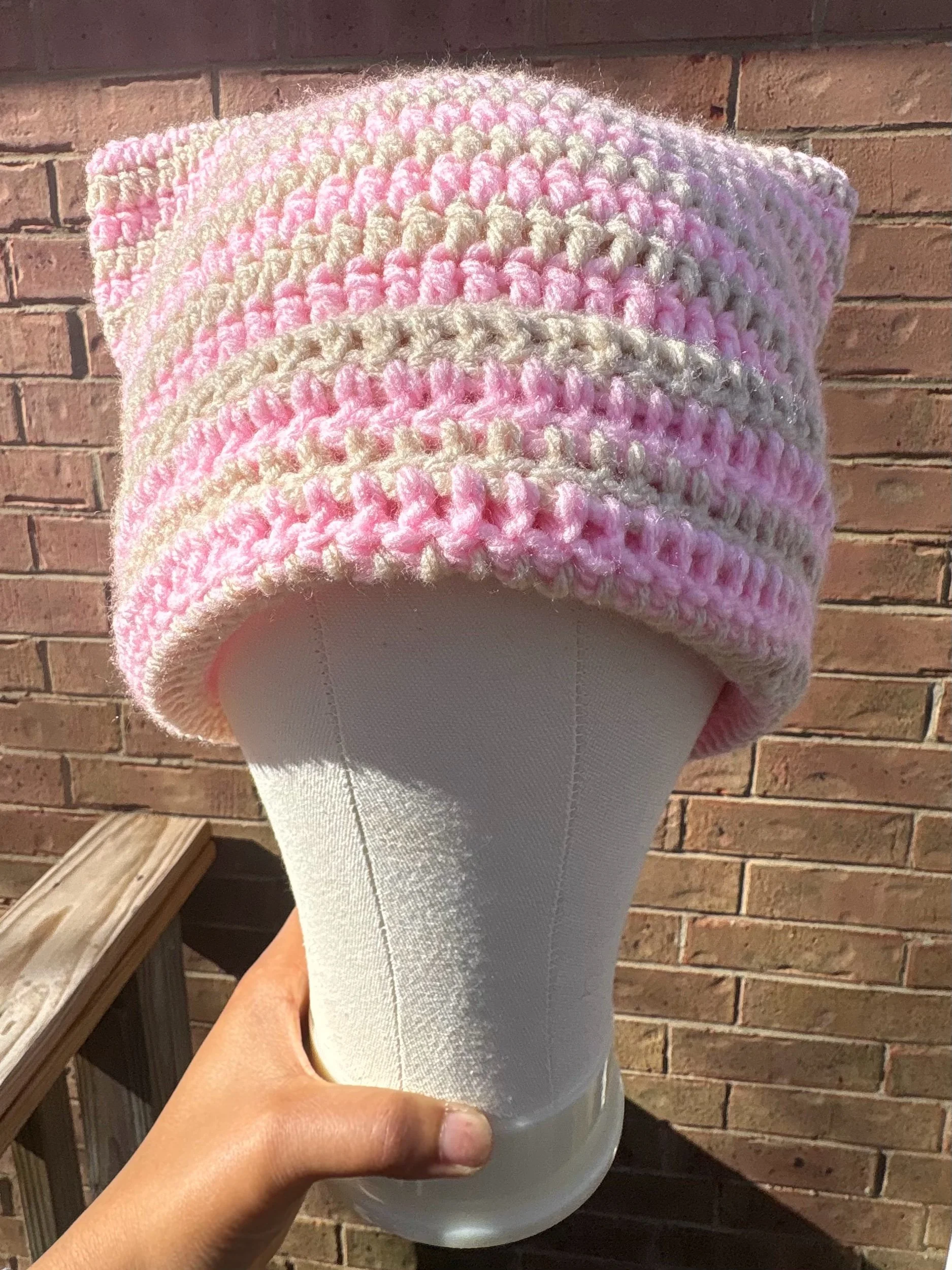 Stripe Color Cat Ear Beanie