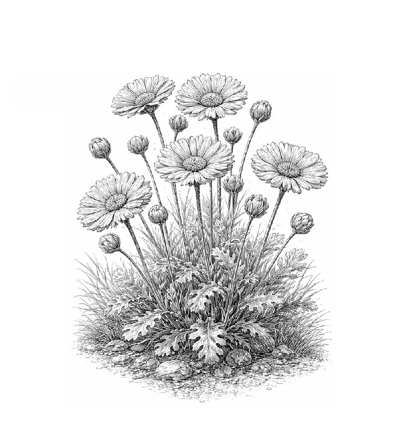 Desert Marigold Flower Desert Resilience Counseling Danielle Simmons LPCC LPAT HTR Art Therapy Horticultural Therapy Santa Fe, NM
