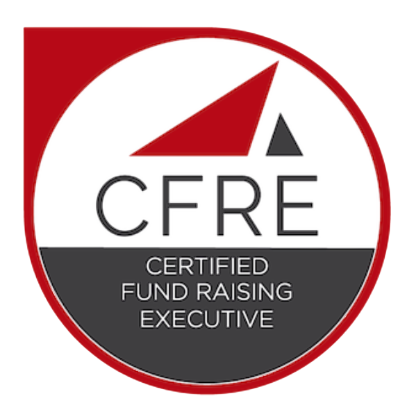 CFRE logo with a red and gray color scheme, featuring a gauge needle pointing upward and the text 'CERTIFIED FUND RAISING EXECUTIVE'.
