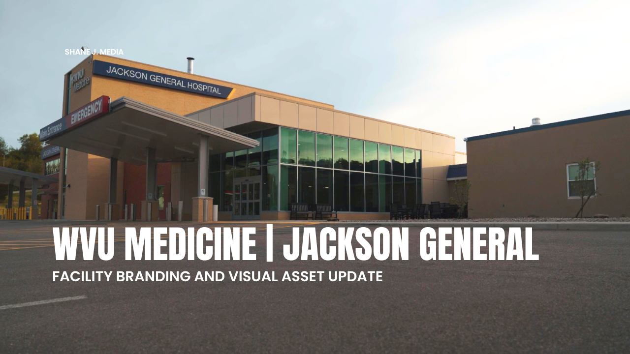 Exterior of WVU Medicine Jackson General Hospital in Ripley, West Virginia, filmed for a commercial healthcare video and updated media asset library.