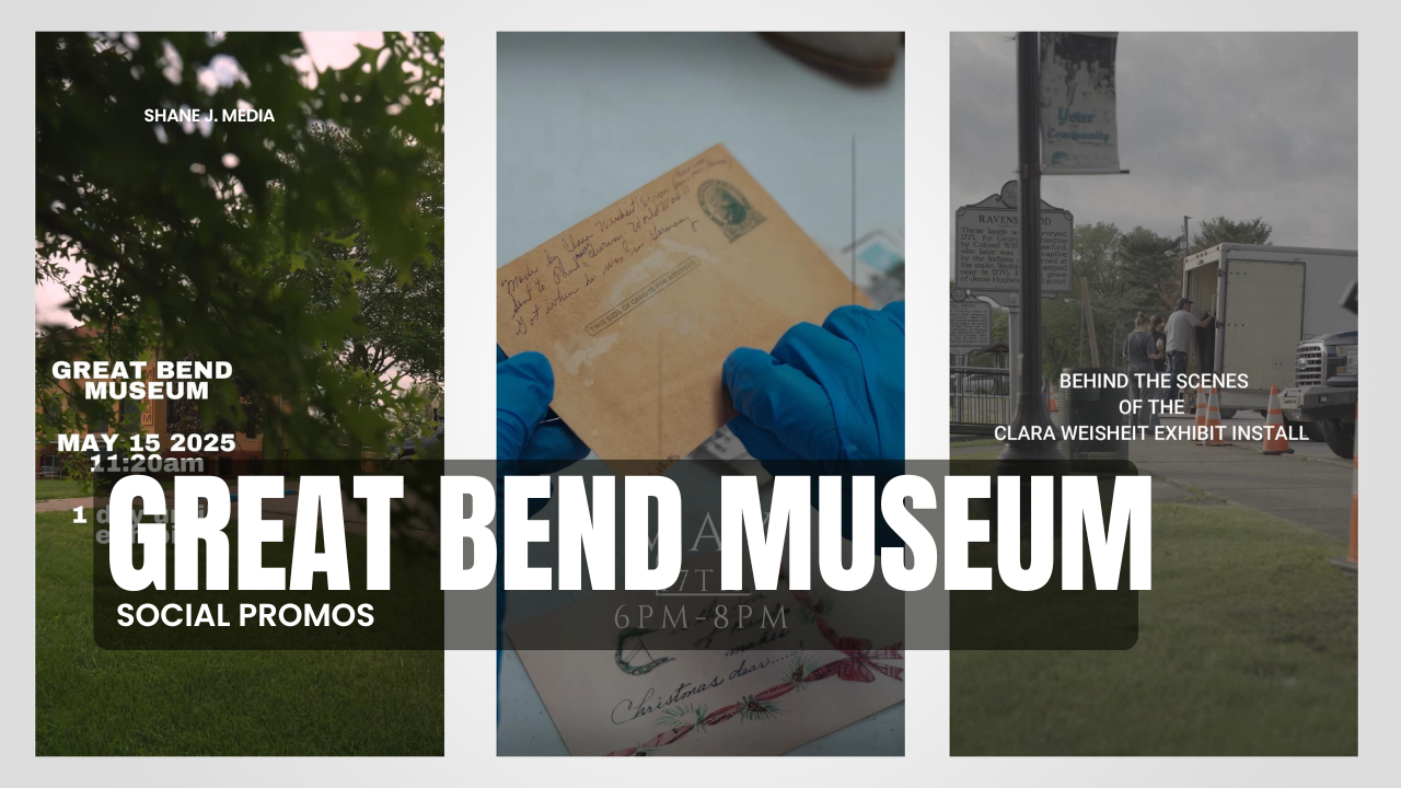 Promotional graphic created for Great Bend Museum social media, highlighting community events, local attractions, and informational campaign content.