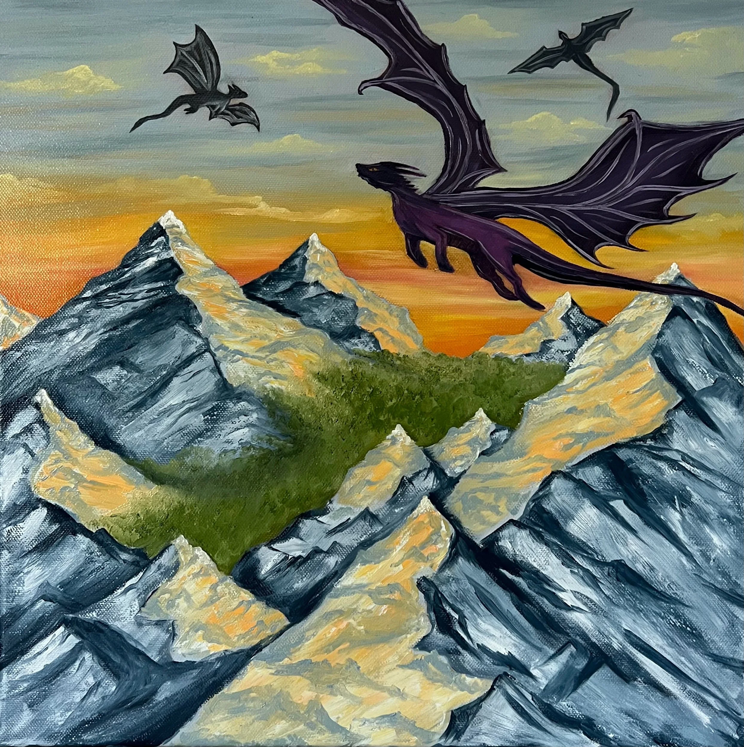 "Dragon Vale" - 40 x 40 cm Oil Painting