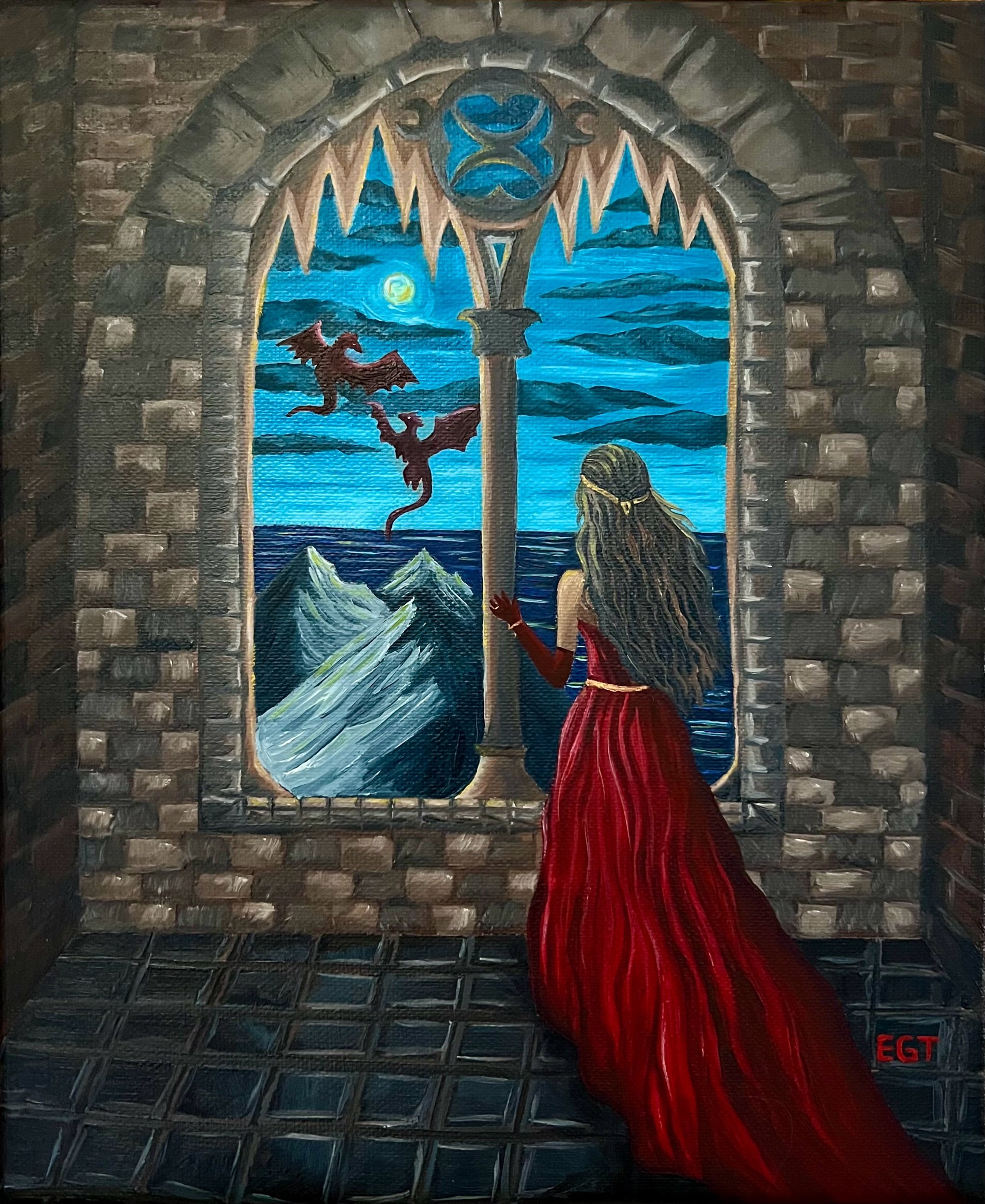 "Where Dragons Soar" - 30 x 25 cm Oil Painting