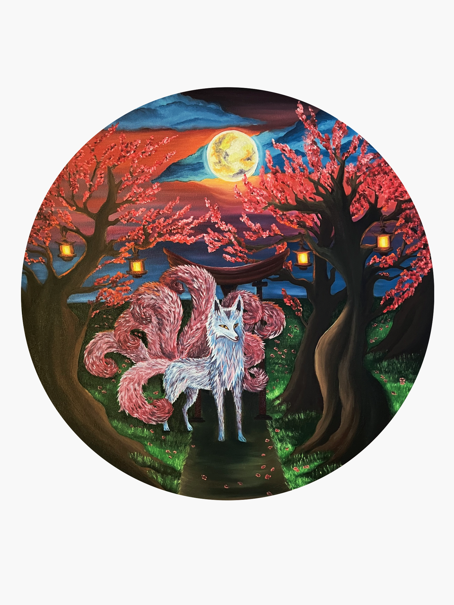 “Moonlit Guardian” - 45.7 × 45.7 cm Oil Painting