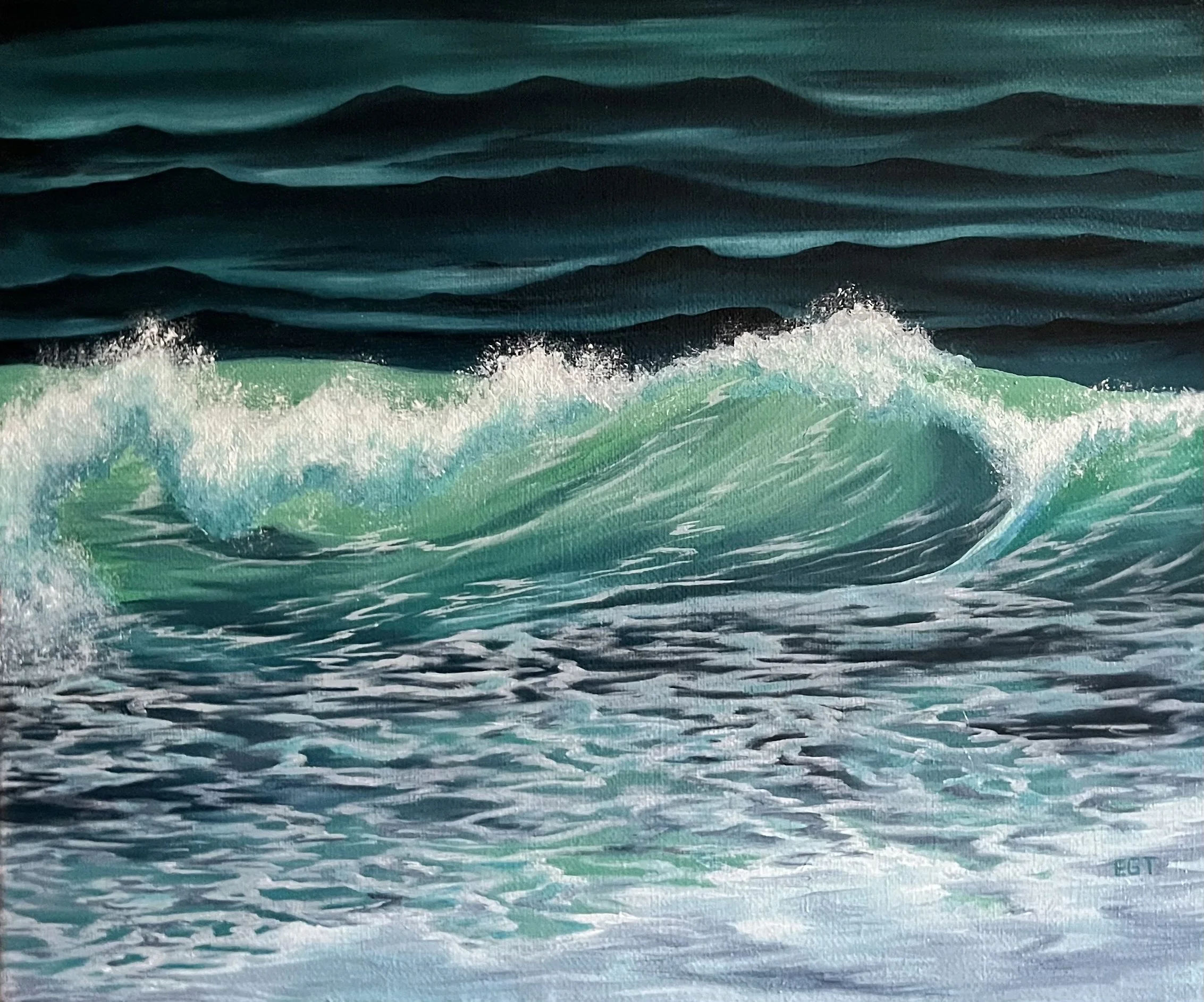 "Lost In The Wave" - 30 x 25 cm Oil Painting