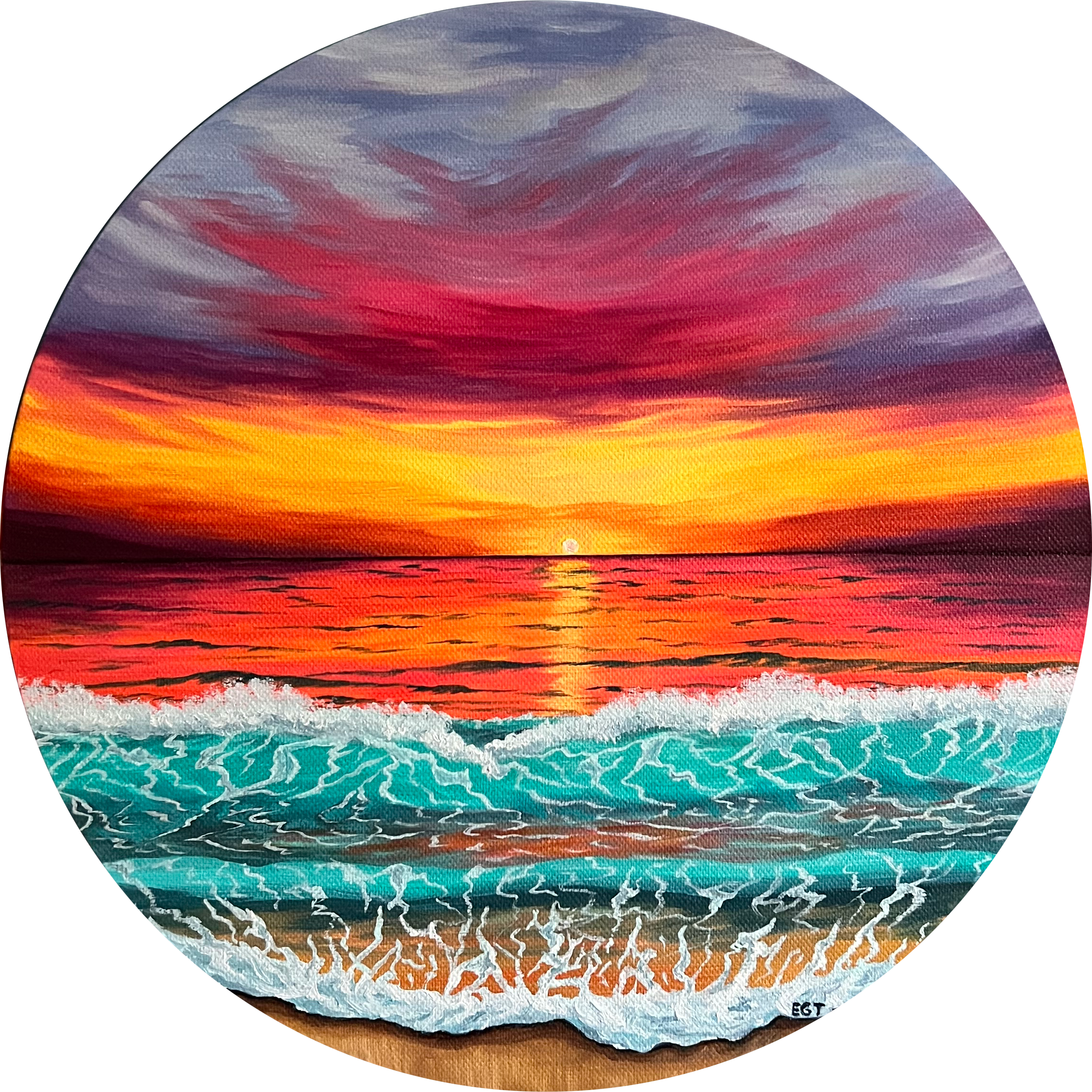 "Sunset Serenity" - 30.4 x 30.4 cm Oil Painting