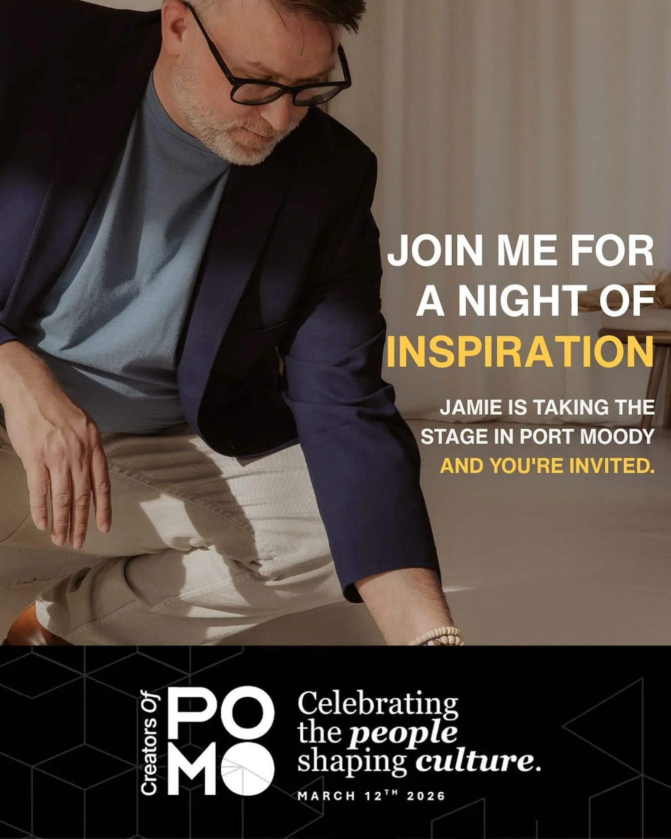 OUT OF MY COMFORT ZONE

Join me for a night of creativity and inspiration.

Thursday March 12th, I&rsquo;ll be taking the stage at Creators of Port Moody alongside an incredible group of artists, designers, and makers who are shaping culture through 