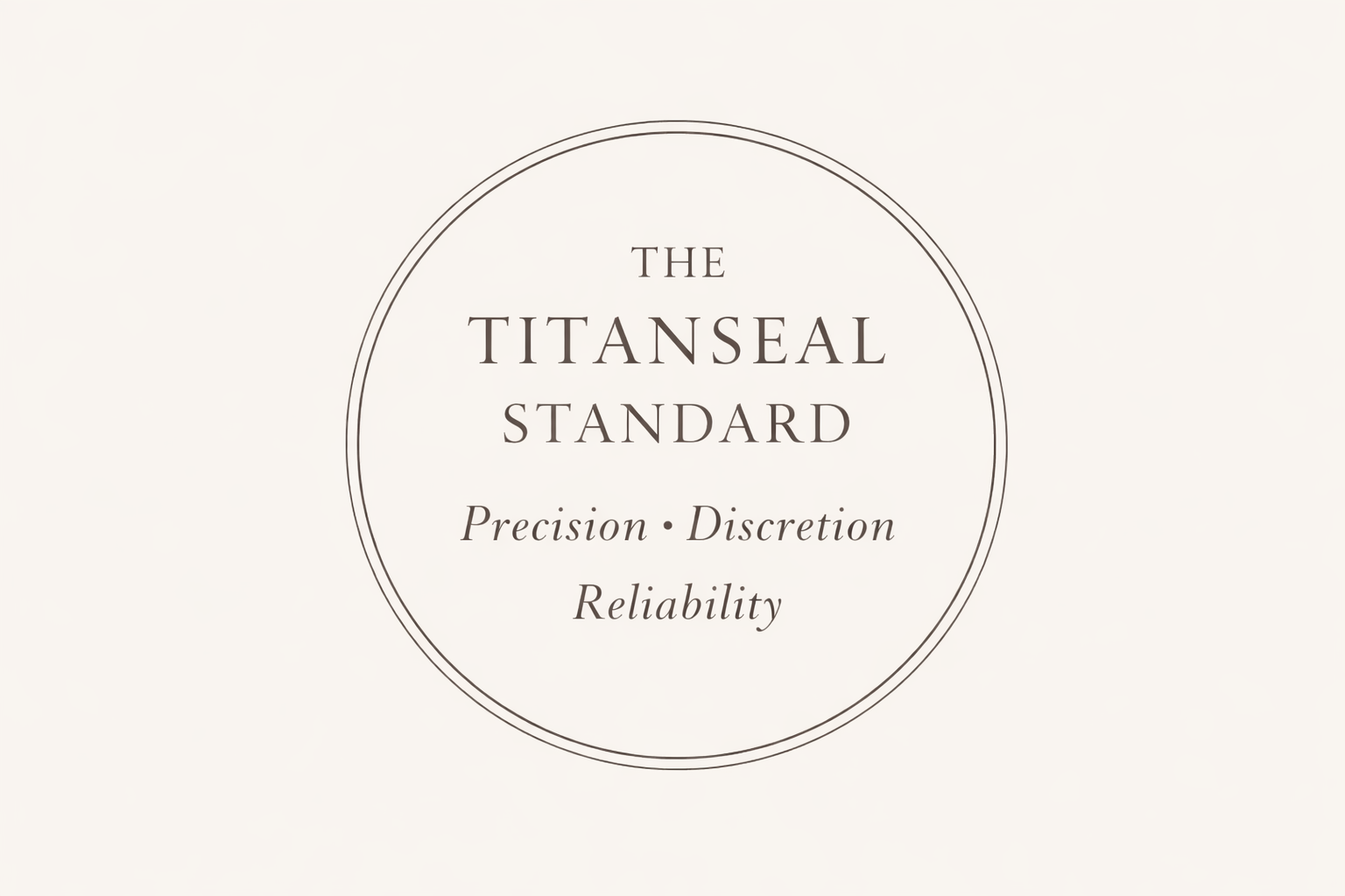TitanSeal Services brand seal displaying “The TitanSeal Standard” with precision, discretion, and reliability in a neutral luxury design