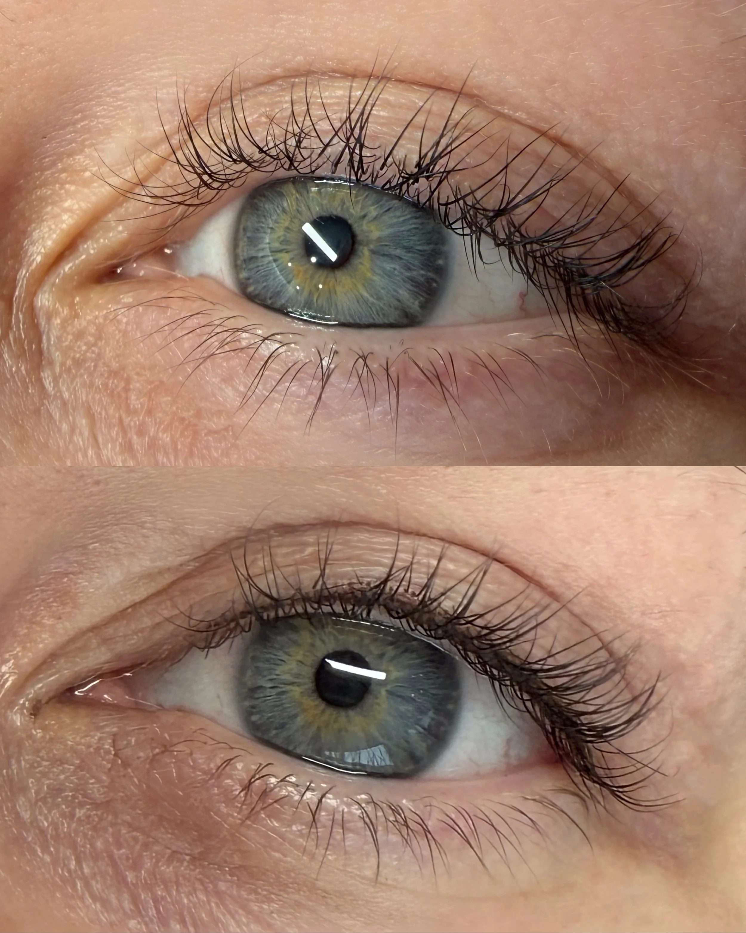 Close-up of lash enhancement eyeliner tattoo