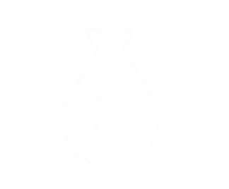 Pixelated icon of a money bag with a dollar sign on it.