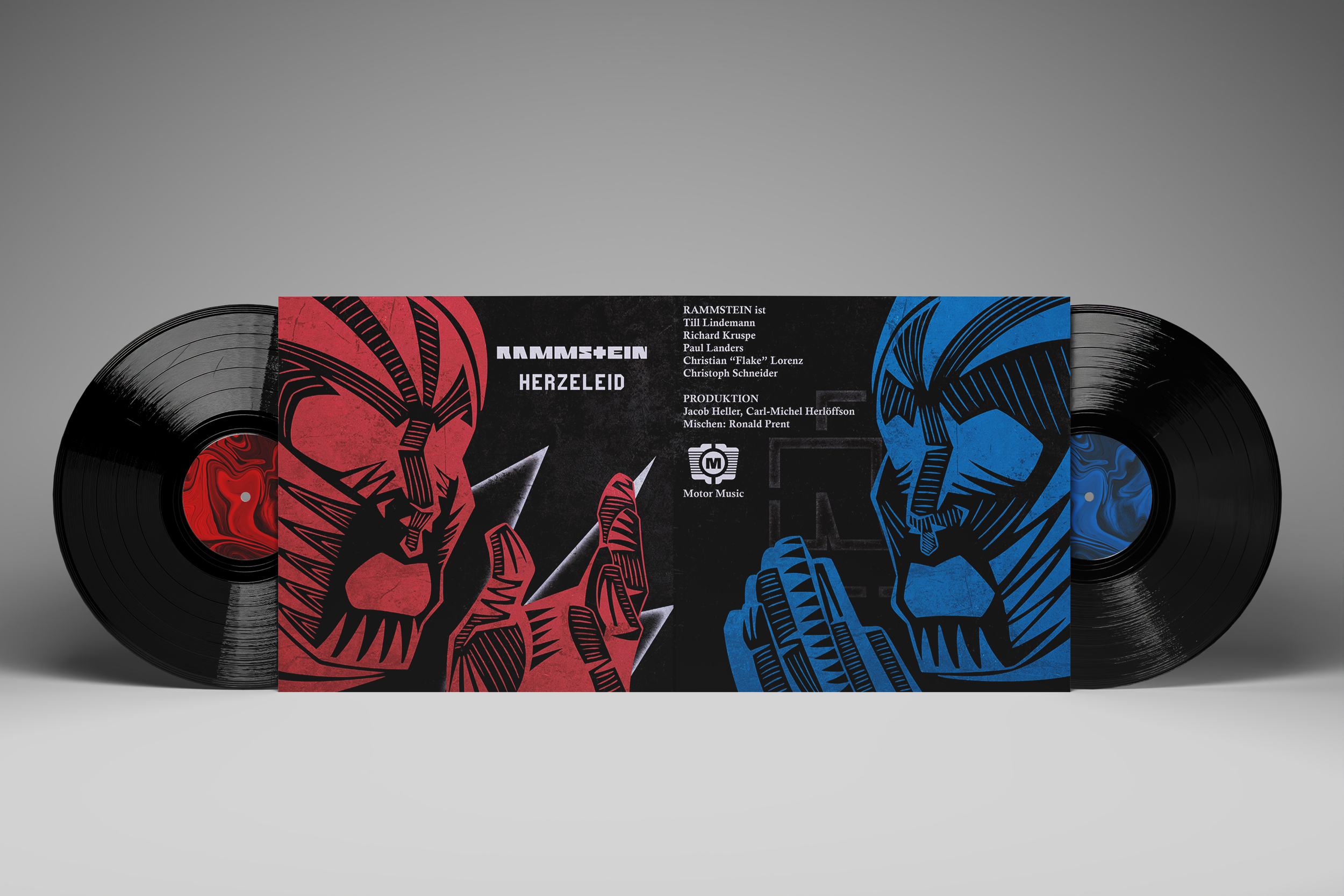 A front view of the album's outside with a disk on each side.