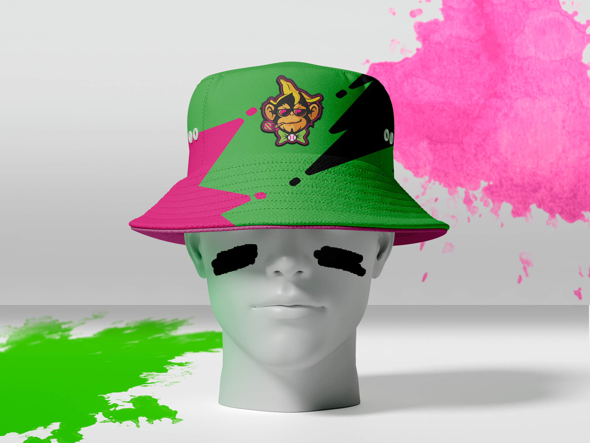 Party Animals Glitch Hat Mockup Green Two.png