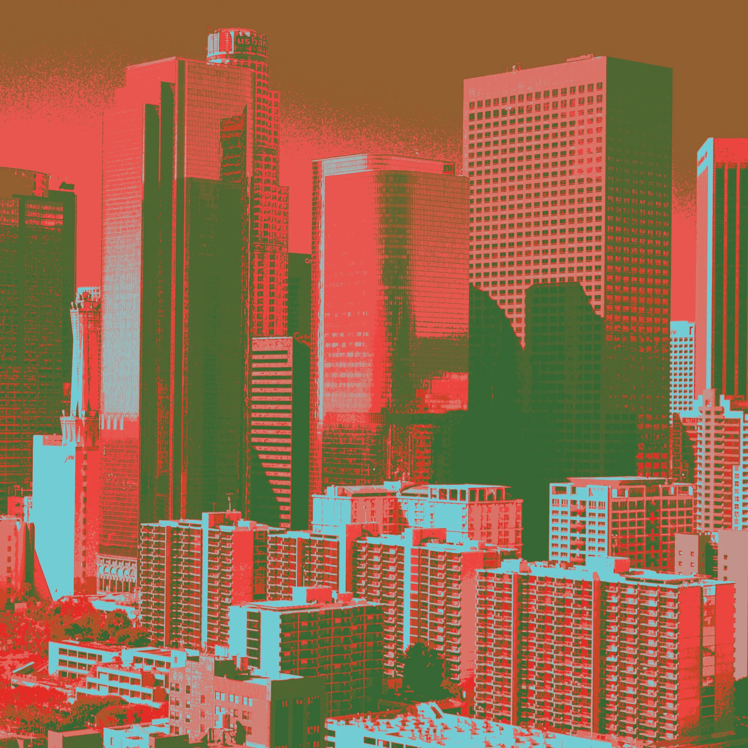 A flat depicting the LA skyline.