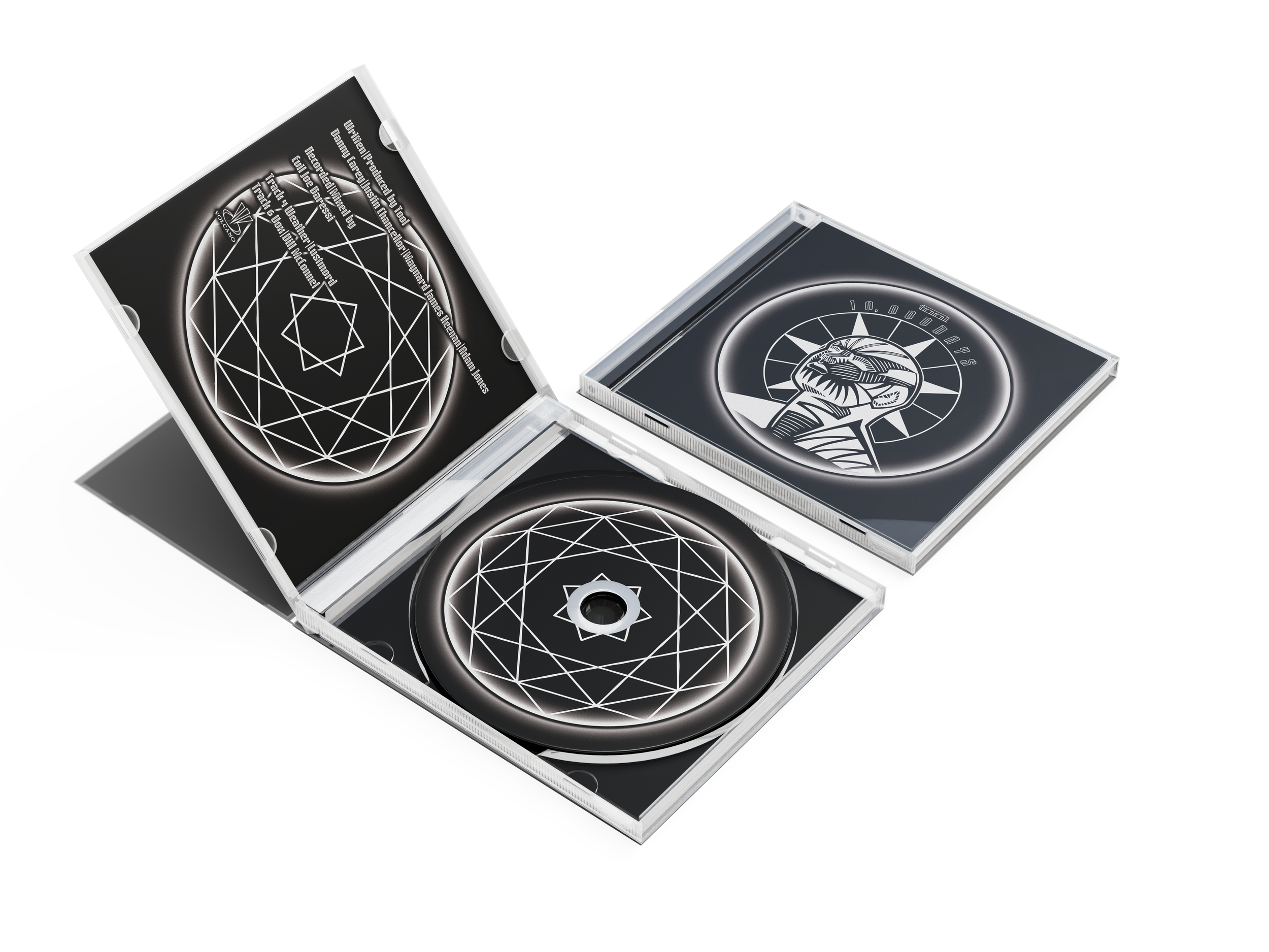 An image of two CD jewel cases depicting the front and the inside of the album.