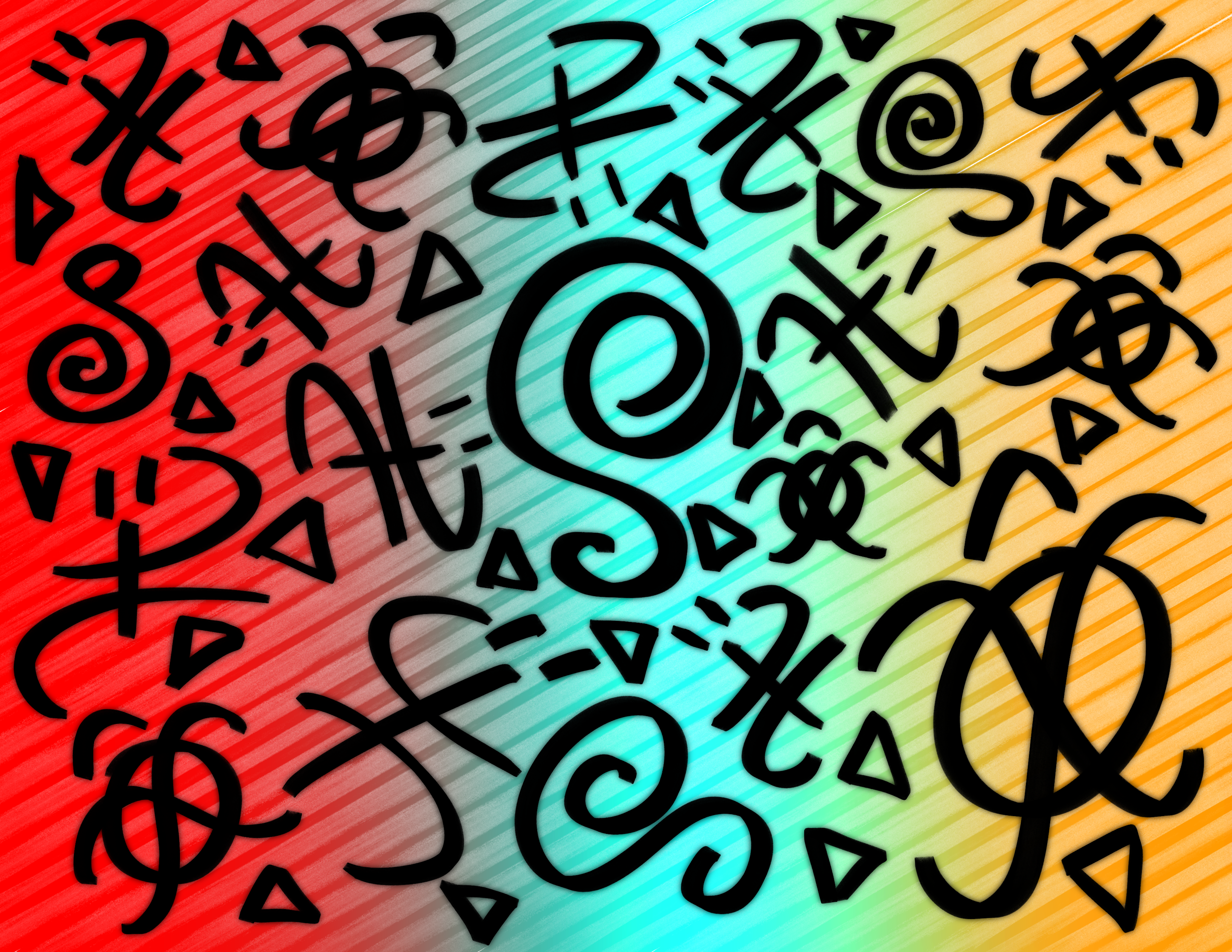 A flat of the symbol and doodles design.