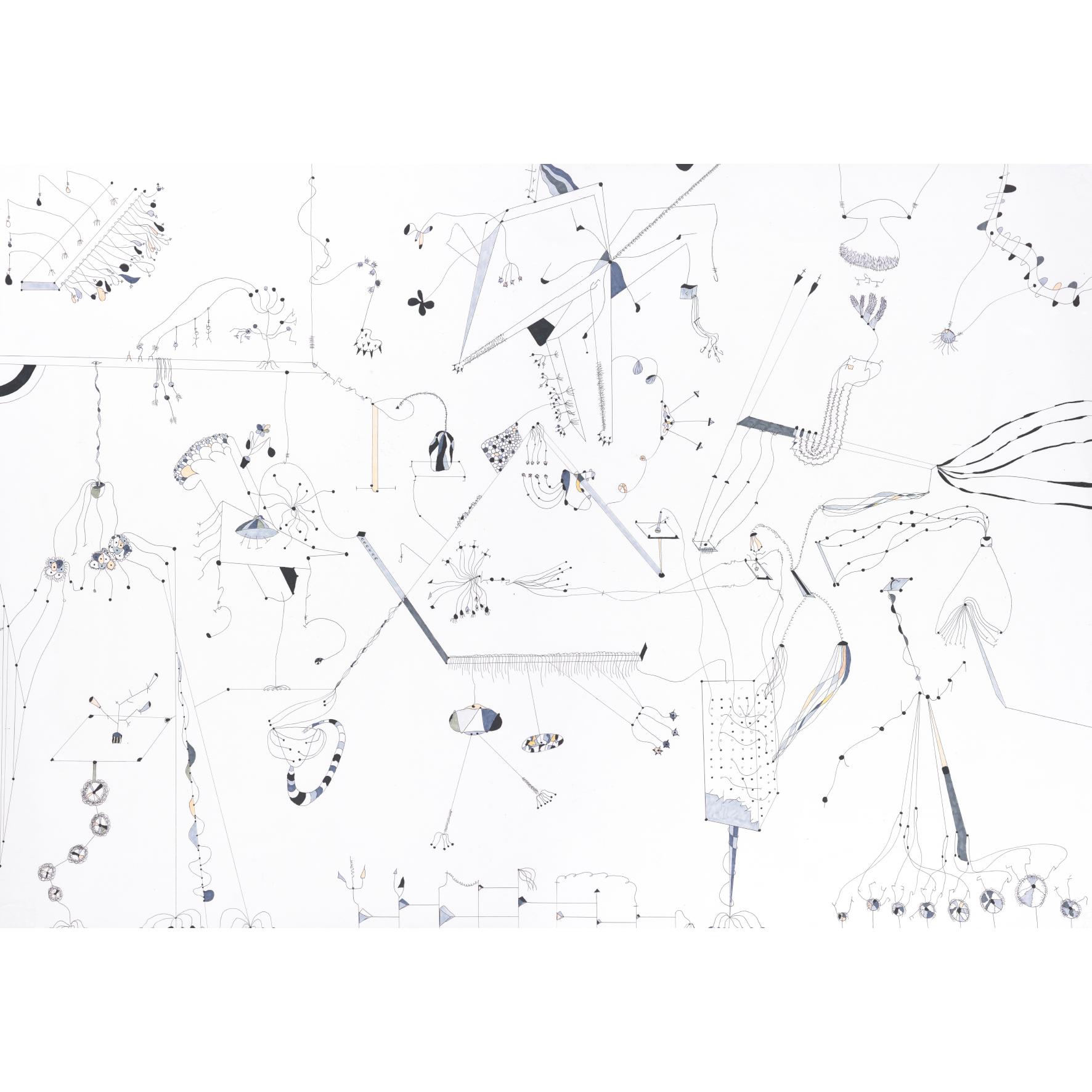 No-Man'sLand Perspektive 2, 2023, Fineliner / Copics on paper, 100 x 70 cm , From an untitled series