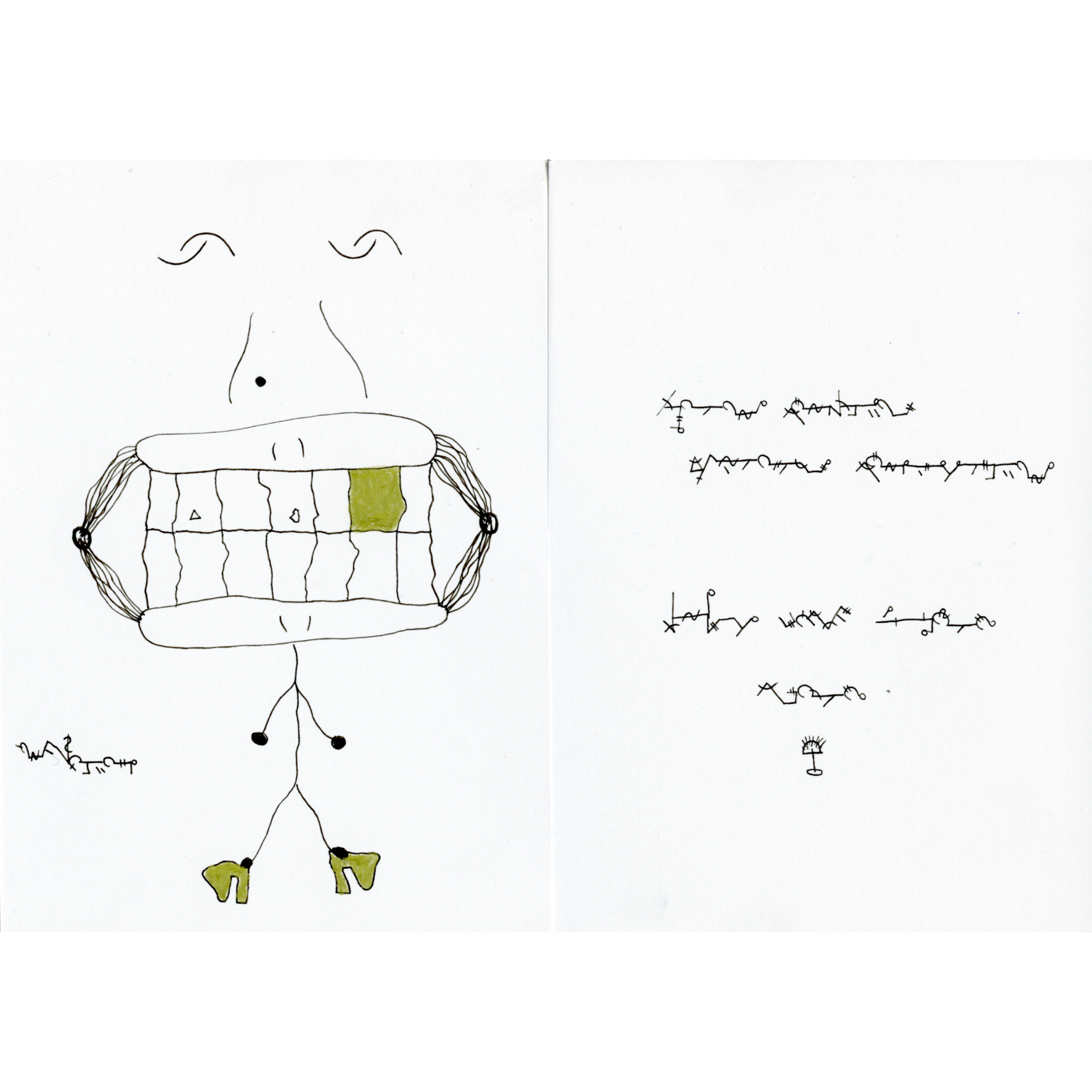 vs. doggedness, 2025, Fineliner / Copics on paper, 21 x 14,8cm , From the series "Zauberei"