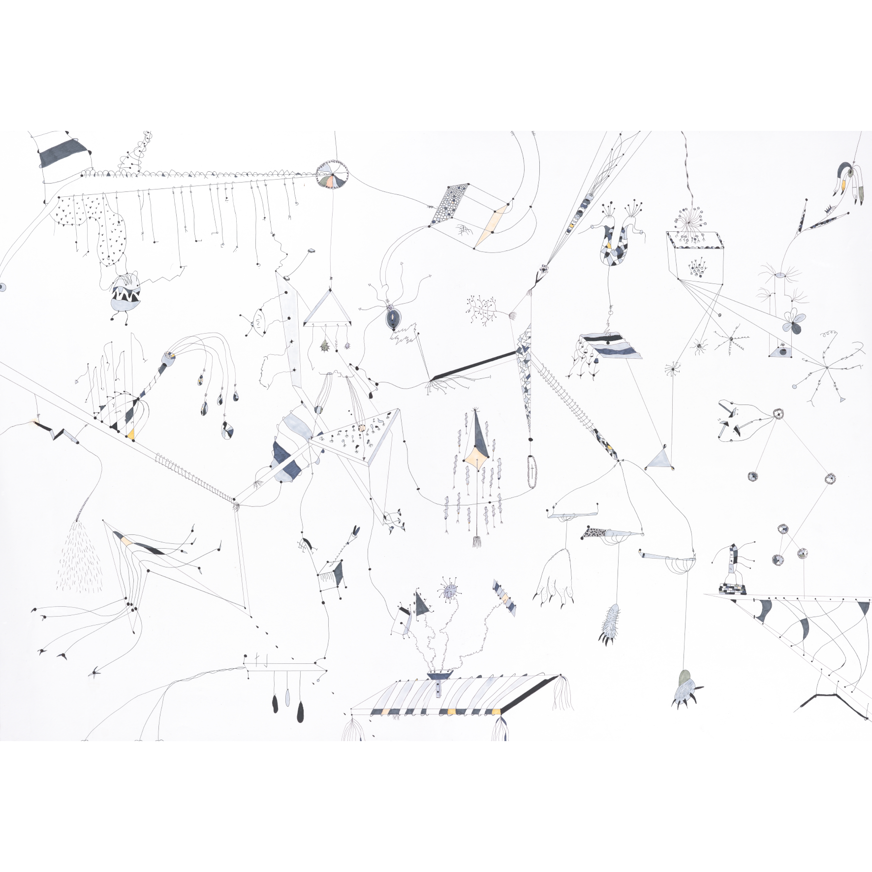 No-Man'sLand Perspektive 3, 2023, Fineliner / Copics on paper, 100 x 70 cm , From an untitled series