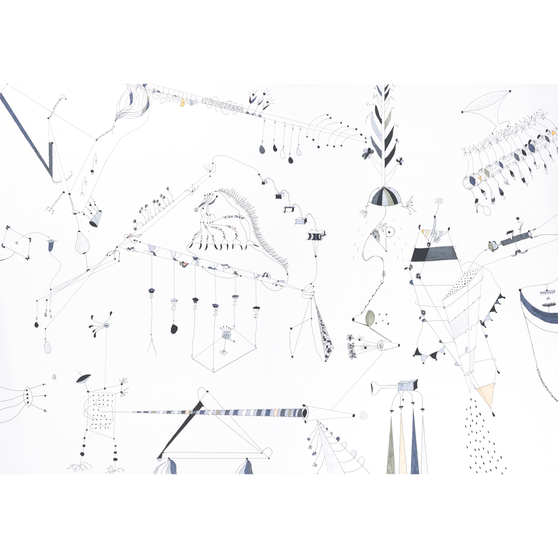 No-Man'sLand Perspektive 1, 2023, Fineliner / Copics on paper, 100 x 70 cm , From an untitled series