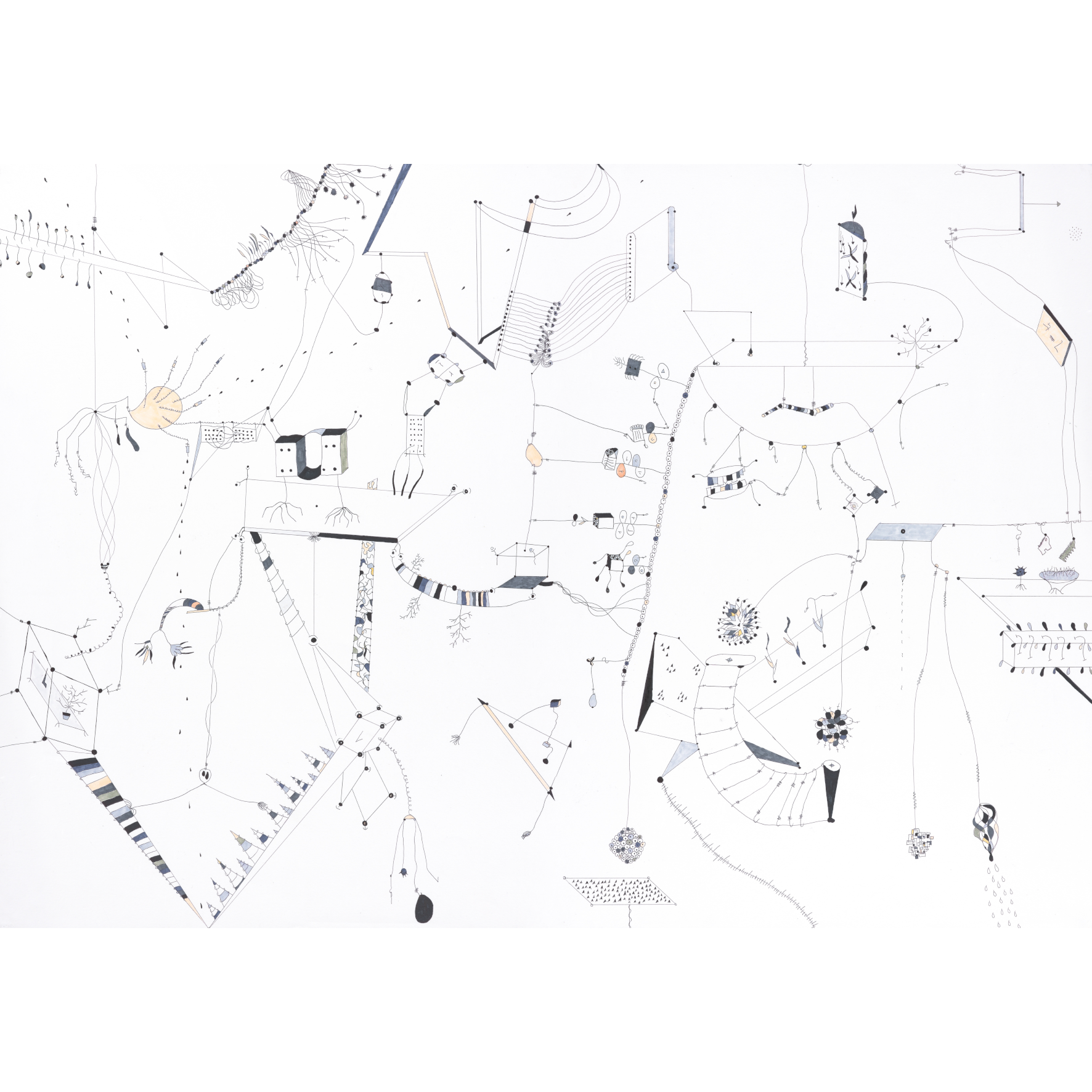 No-Man'sLand Perspektive 4, 2023, Fineliner / Copics on paper, 100 x 70 cm , From an untitled series