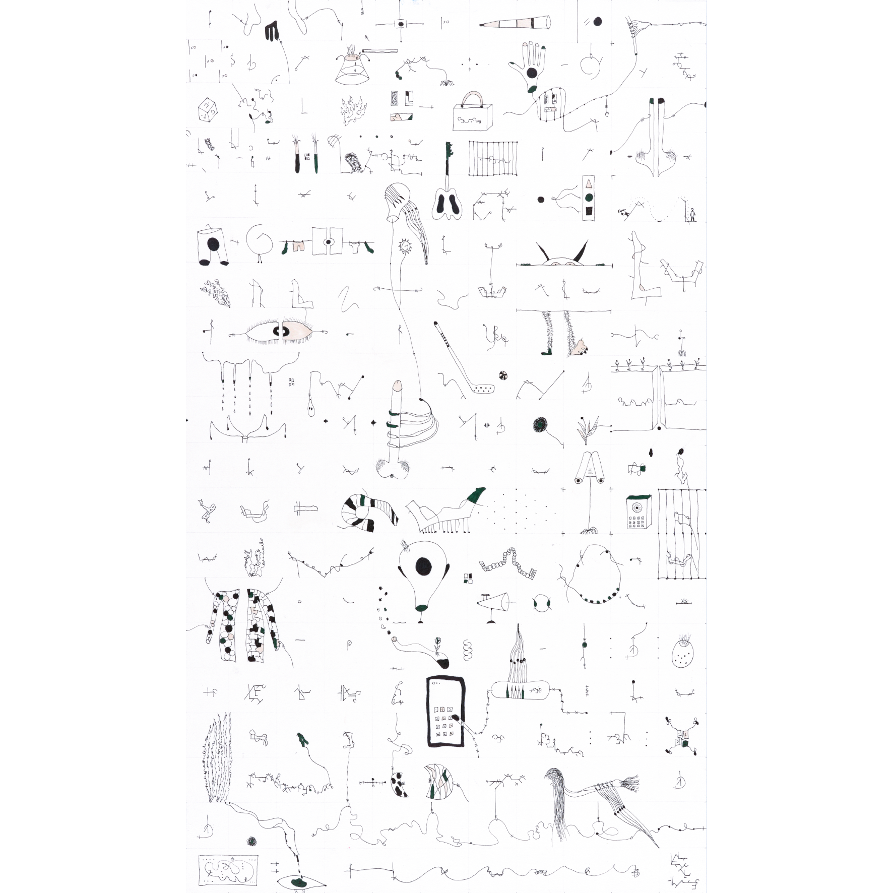 Hahnreis Crow, 2025, Fineliner / Copics on paper, 60 x 35 cm , From an untitled series