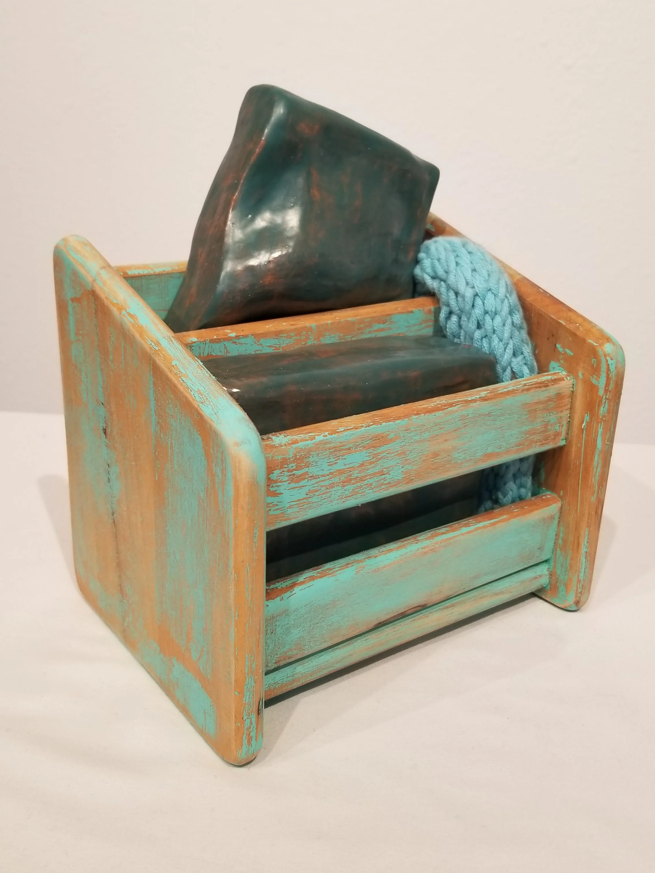 Containing Contentment

Low Fire Clay, Wood, Paint, Lint, Bamboo yarn