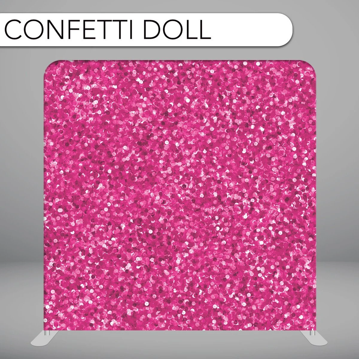 Pink glittery confetti doll with a sparkly surface