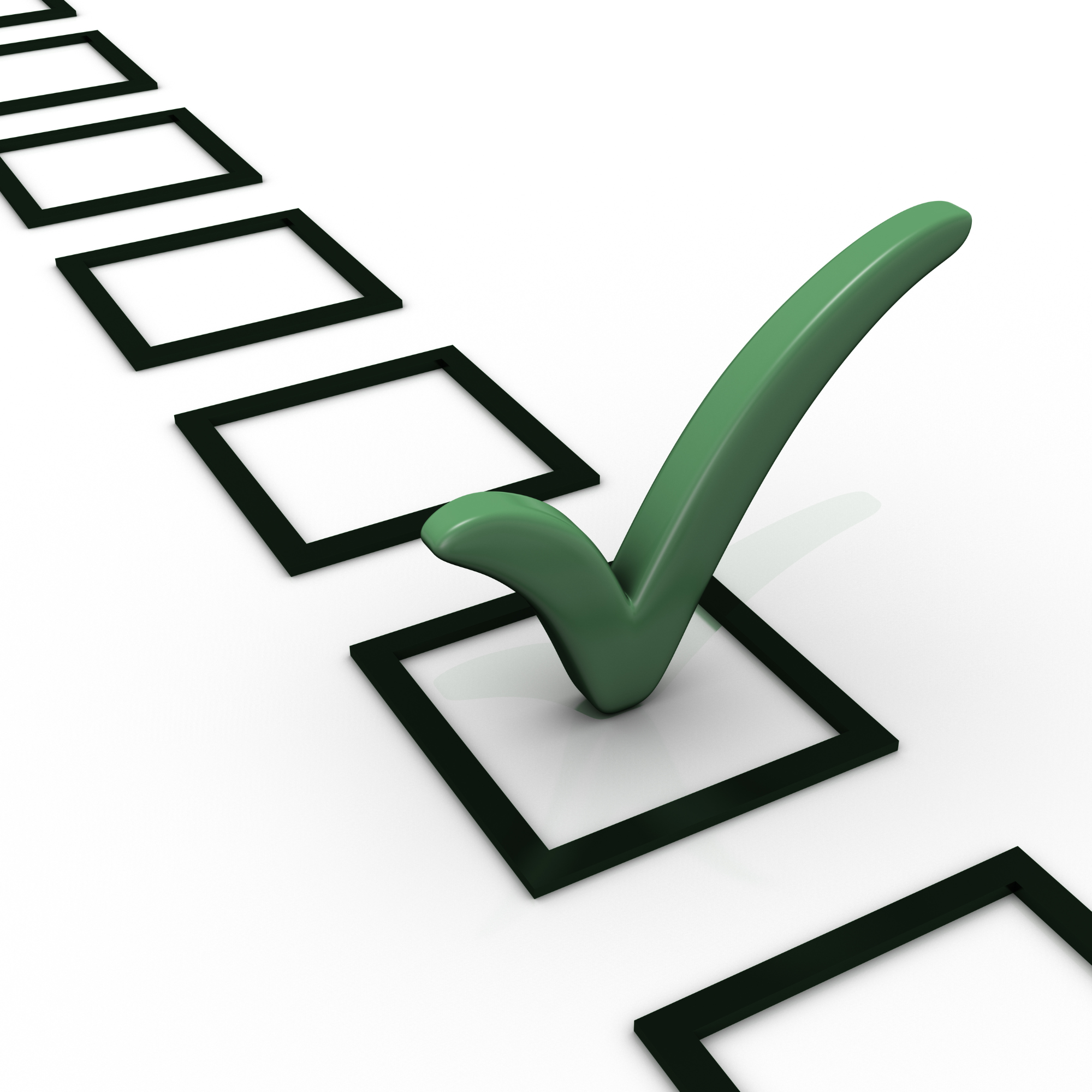 Green checkmark overlaid on a black and white checklist with empty checkboxes.