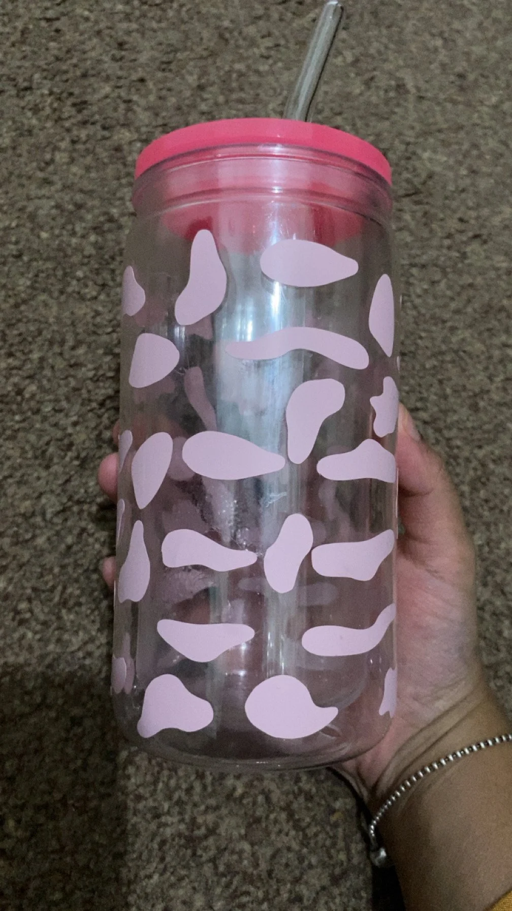 16 oz Libby can cow print