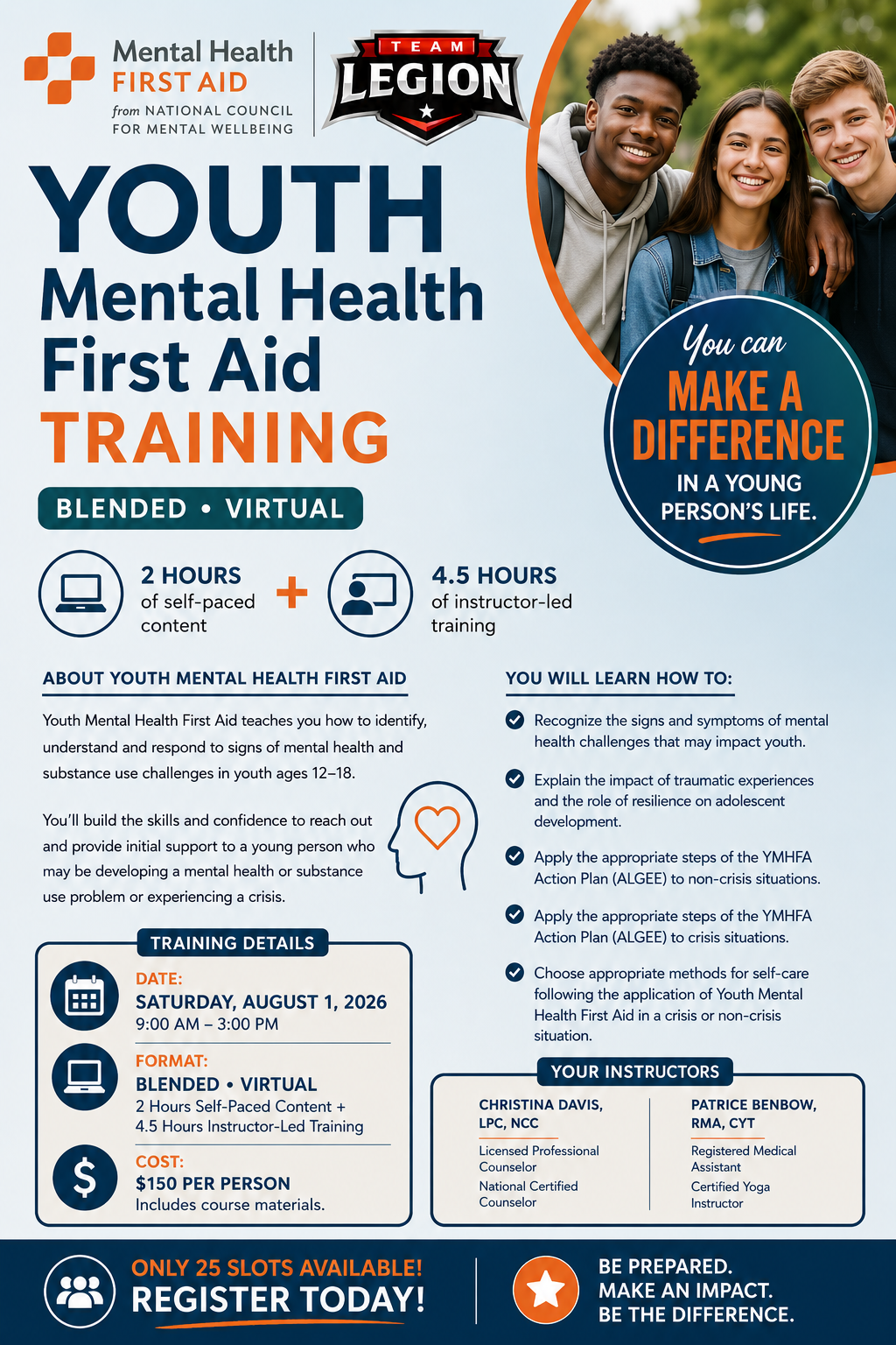 Youth Mental Health First Aid - Blended Virtual