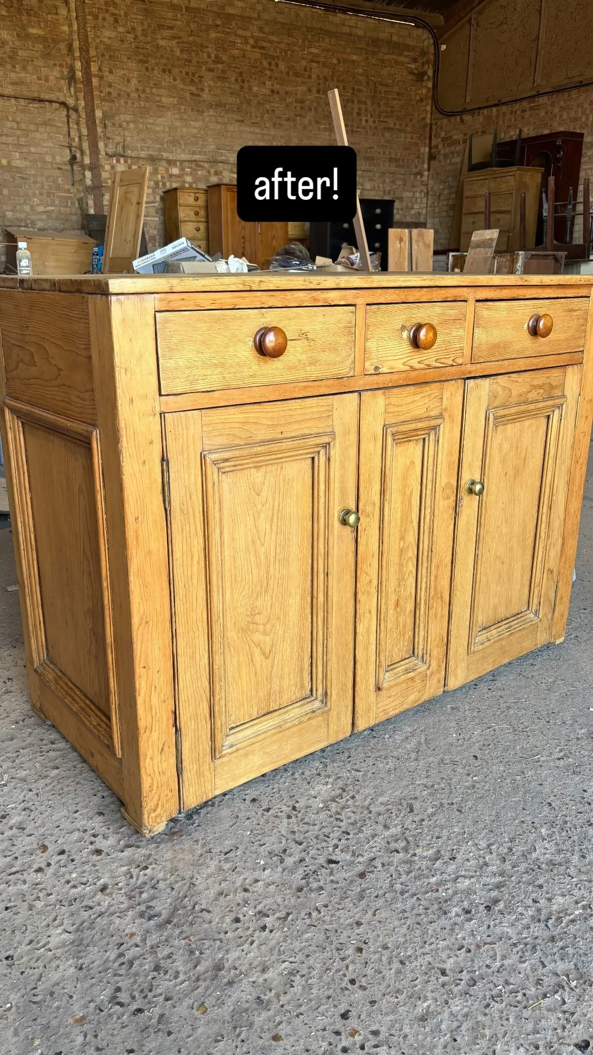 An after picture of our antique pine and Victorian pine restoration service, this being a dresser base. Bring It Home Furniture, Hingham Norfolk.