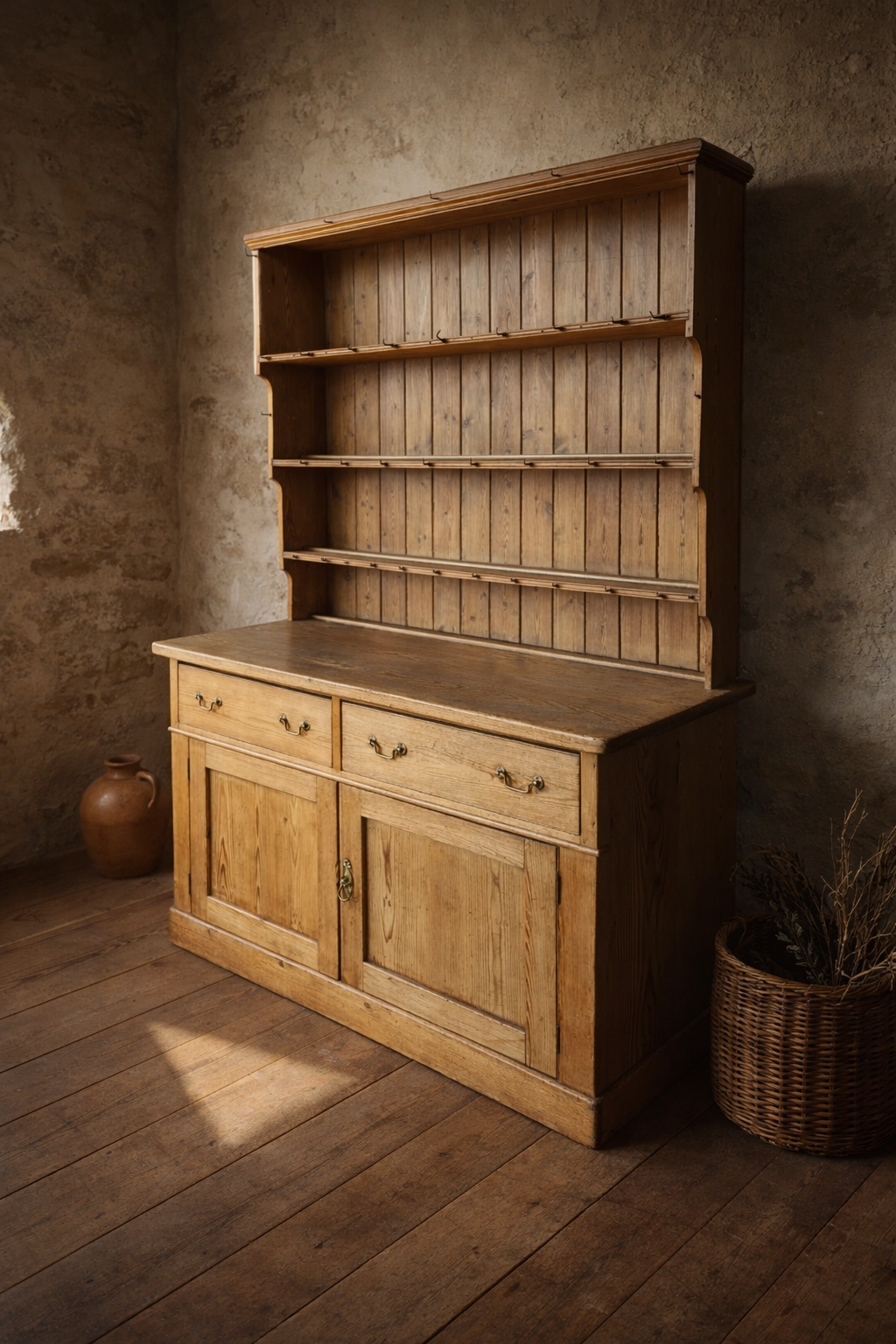 large victorian pine dresser with top rack.png
