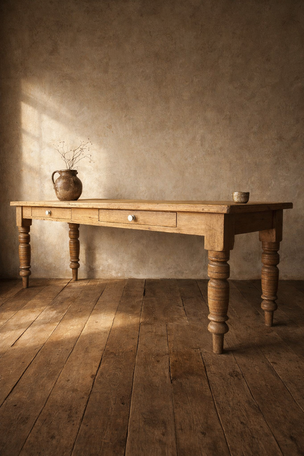 Large 7ft Vintage Farmhouse Pine Kitchen Dining Table