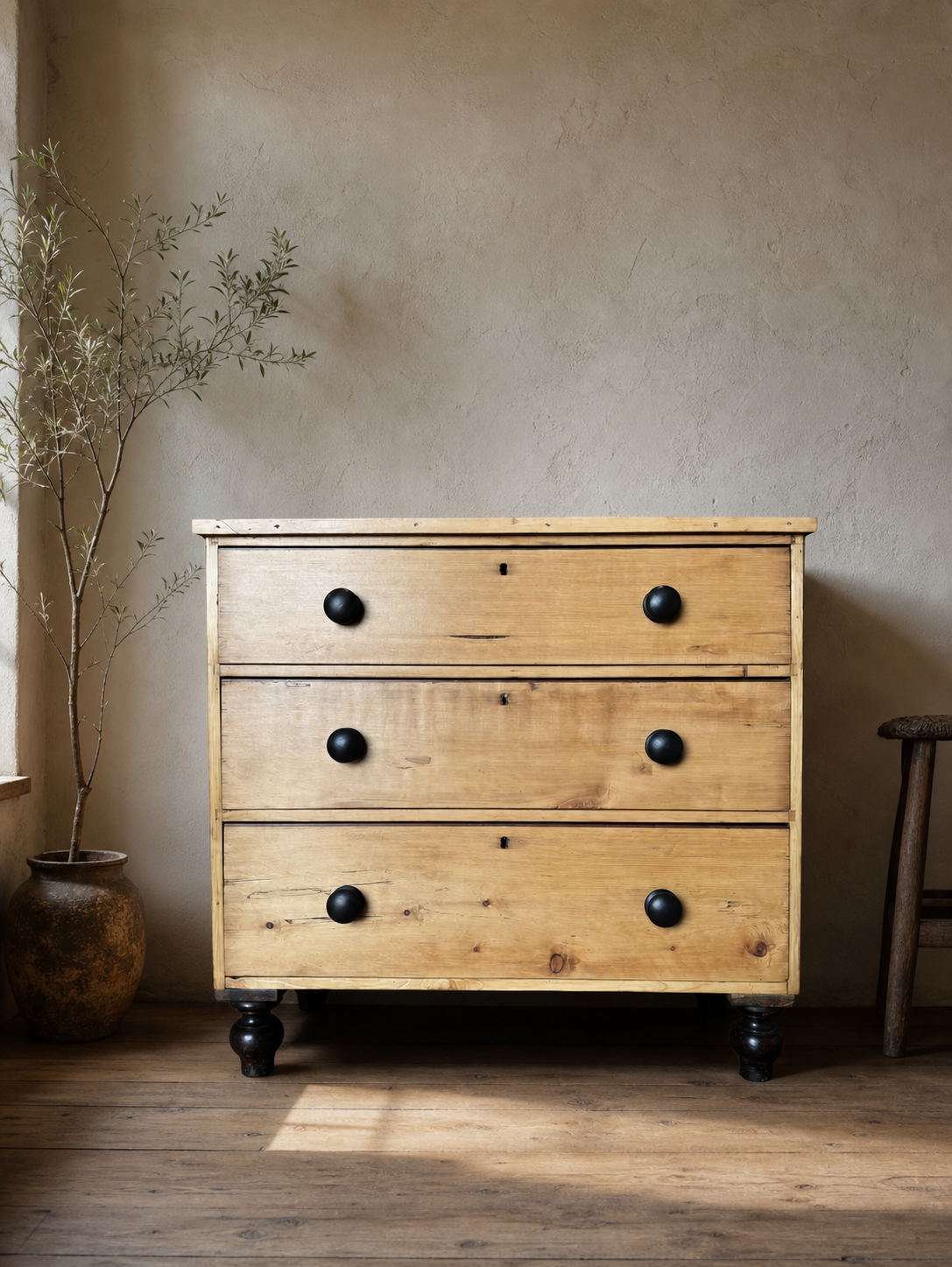 victorian pine three drawer chest of drawers.png