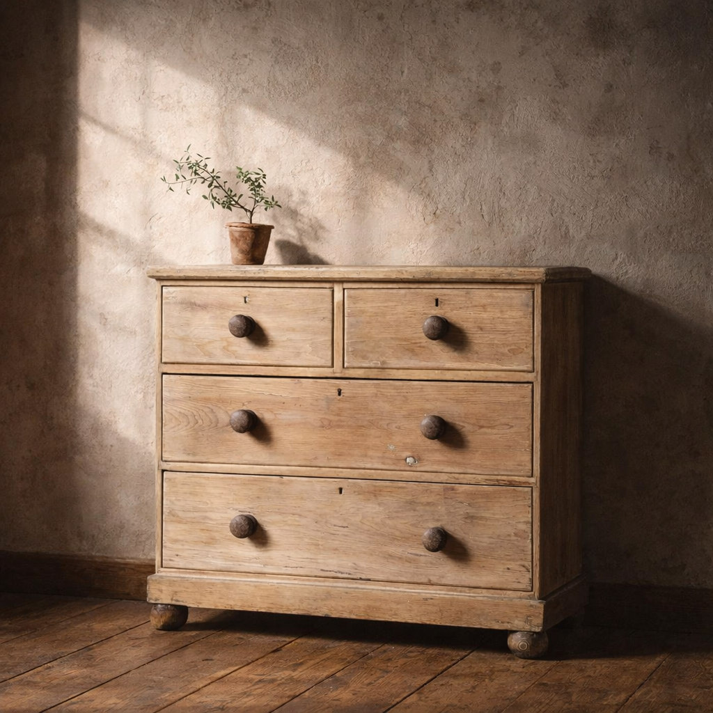 Antique Victorian Pine Chest of Drawers Two Over Two Dry Finish