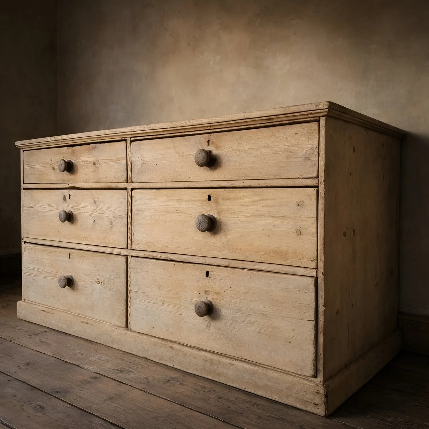 A victorian pine bank of drawers in a stripped old pine finish.