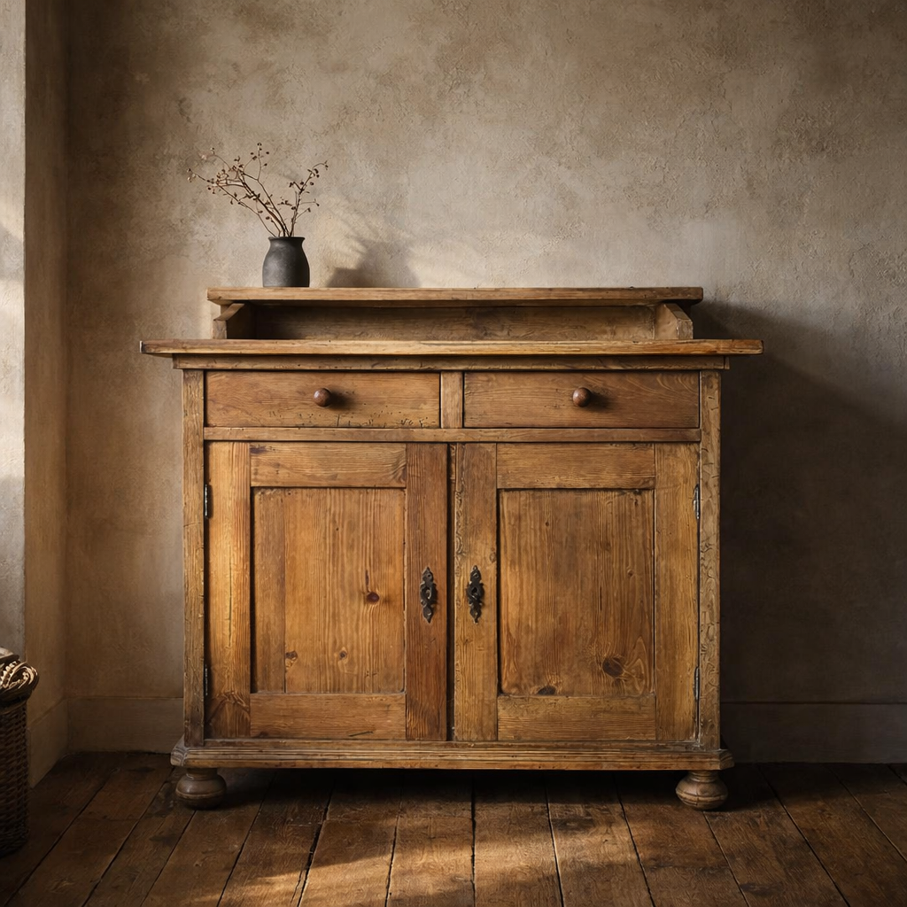 Antique Pine European Old Sideboard Cupboard Cabinet