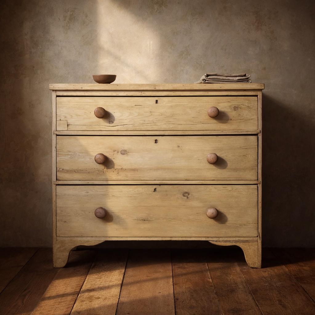 Antique Victorian Pine Chest of Drawers Rustic Three Drawer