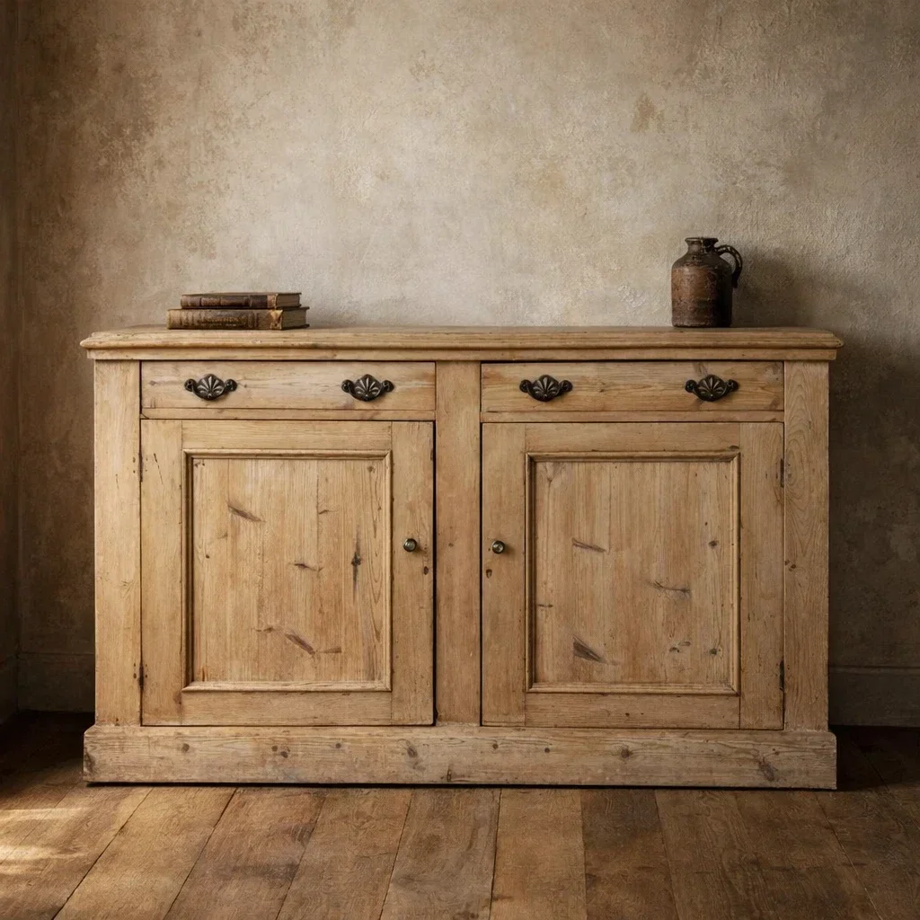 Antique Victorian Pine Sideboard Cupboard Kitchen Cabinet