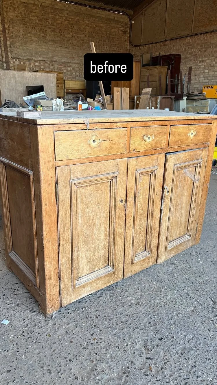 An unrestored Victorian pine dresser base. Bring It Home Furniture, Hingham Norfolk.