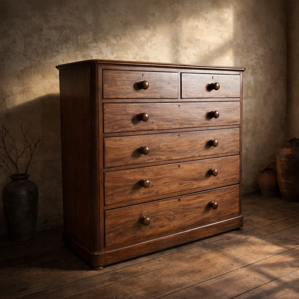 victorian mahogany chest of drawwers two over four.png