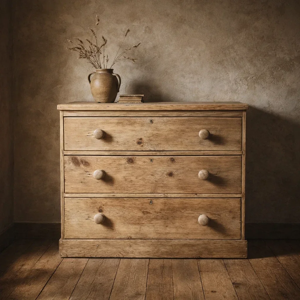 Antique Victorian Pine Chest of Drawers Stripped Old Three Drawers