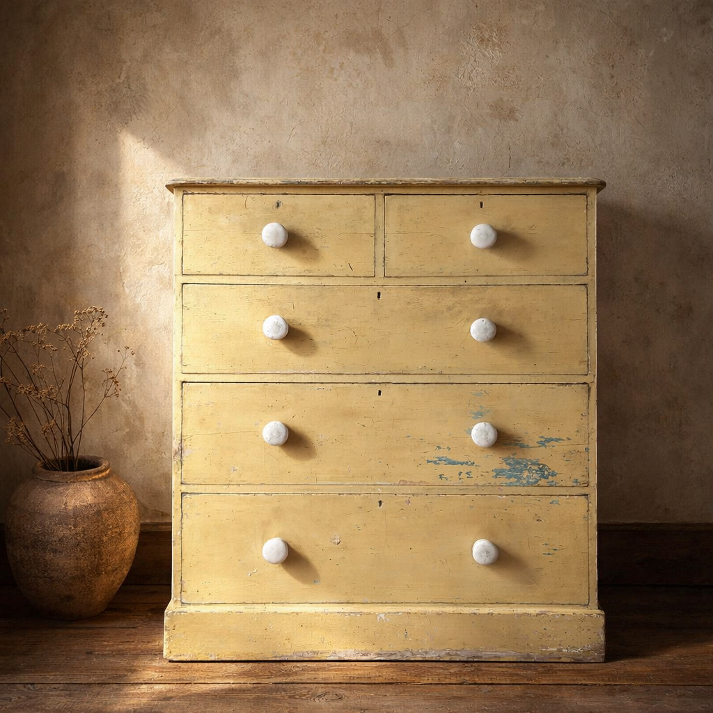 Antique Victorian Pine Painted Chest of Drawers Large Scale