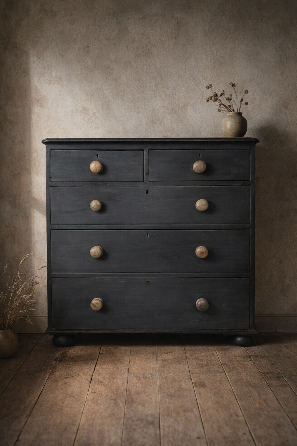 Antique Victorian Pine Chest of Drawers Ebonised from Cambridge University
