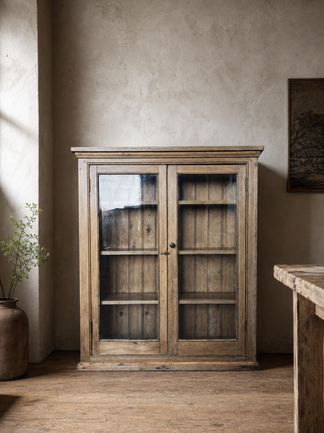 antique victorian pine glazed cabinet.png