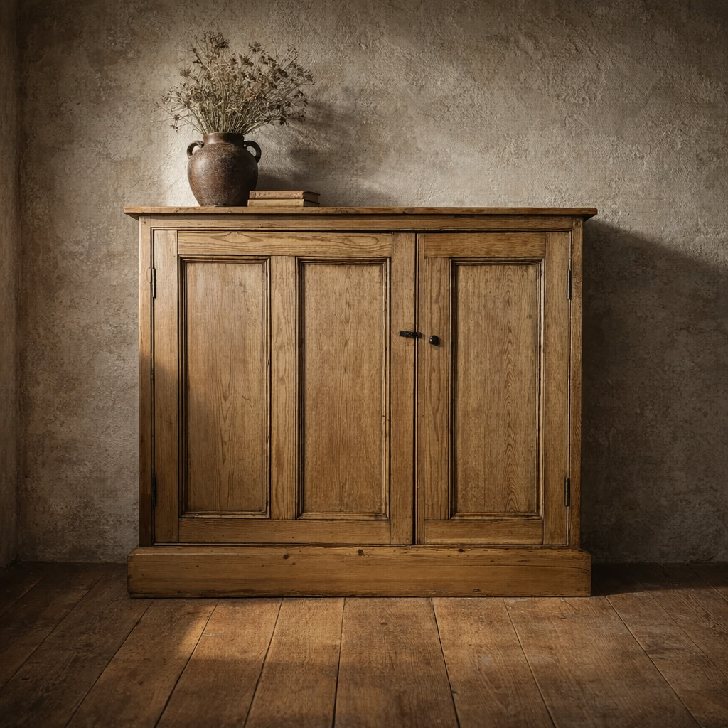 A Victorian stripped pine cupboard of large scale. Bring It Home Furniture, Hingham Norfolk.