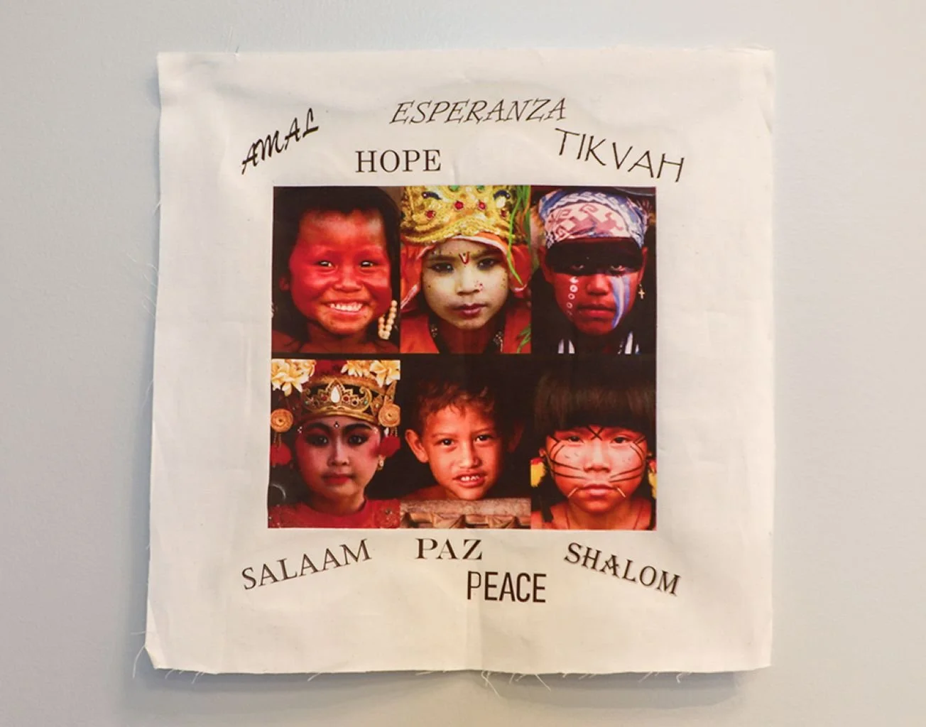 FACES OF PEACE
My inspiration for this panel came first and foremost from the gathering of people who embraced the idea of sending out a message of peace and love into today’s topsy-turvy world. The compassion, caring & enthusiasm displayed by these 