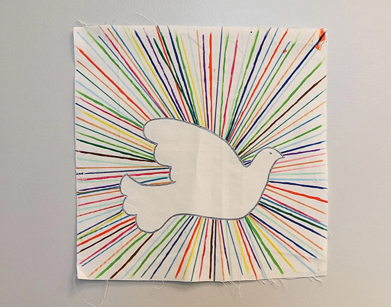 RADIATING PEACE
I was inspired by the universal symbol of the Dove of Peace radiating all the colors of the rainbow.
