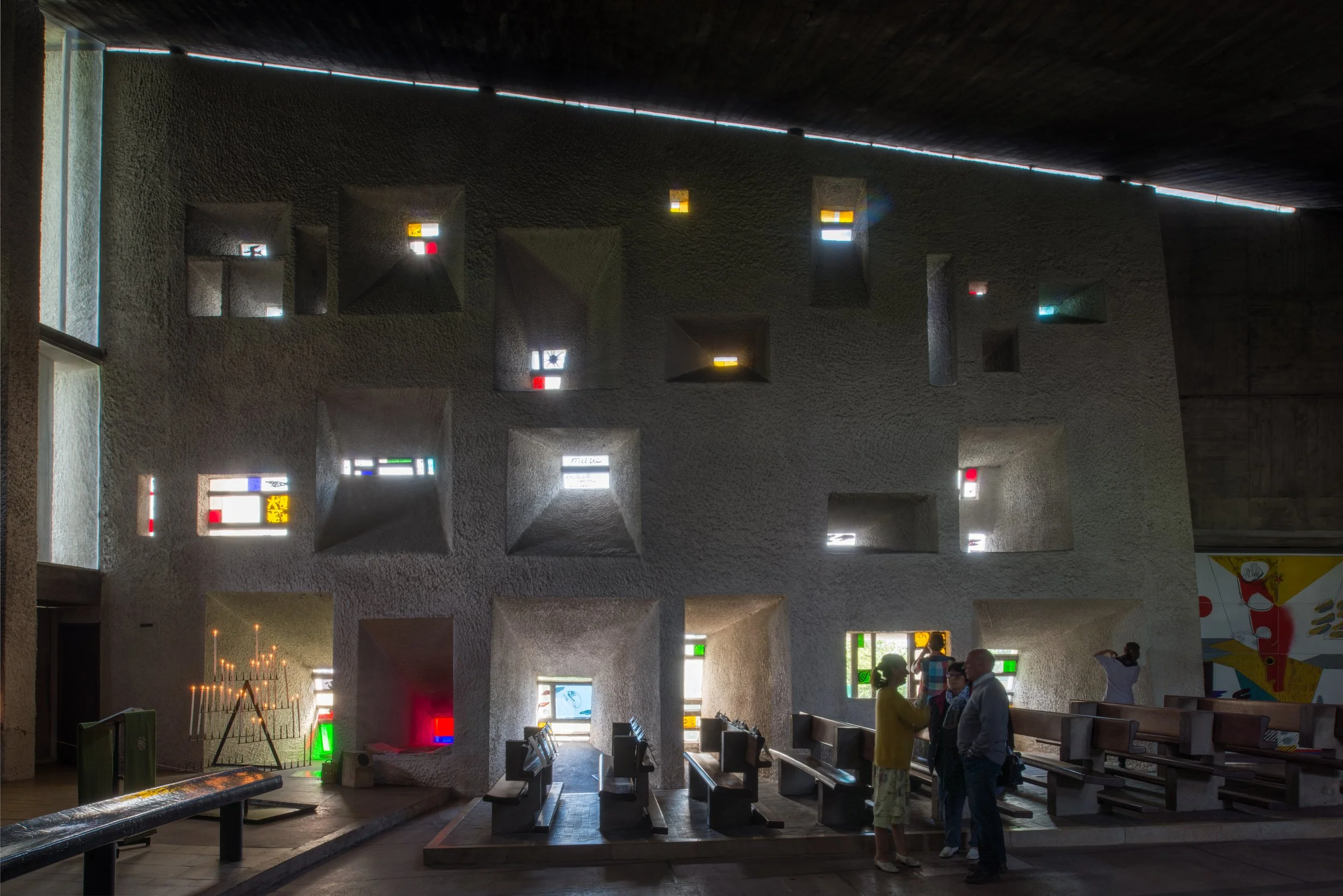 Le Corbusier at Notre Dame du haut, Ronchamp, 1950