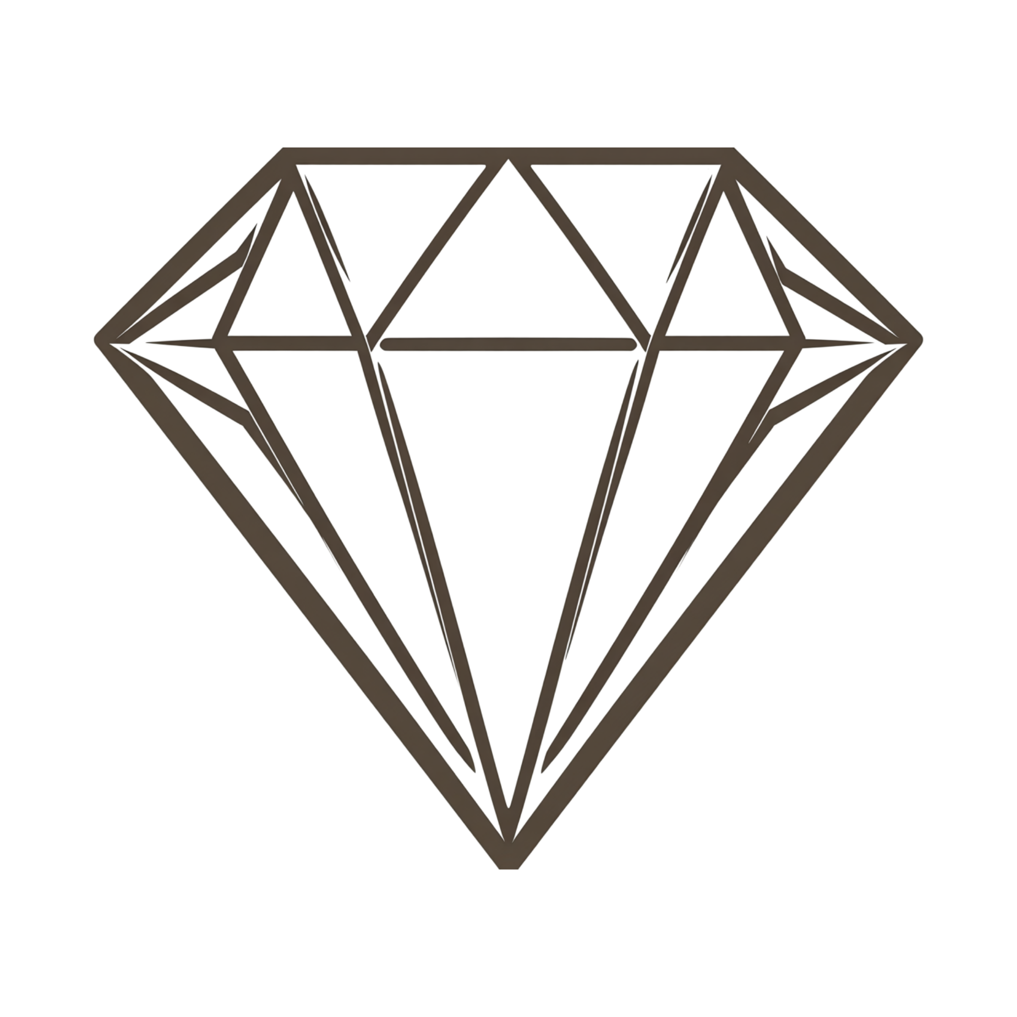 Un dessin schématique d'un diamant avec une structure en motifs géométriques.